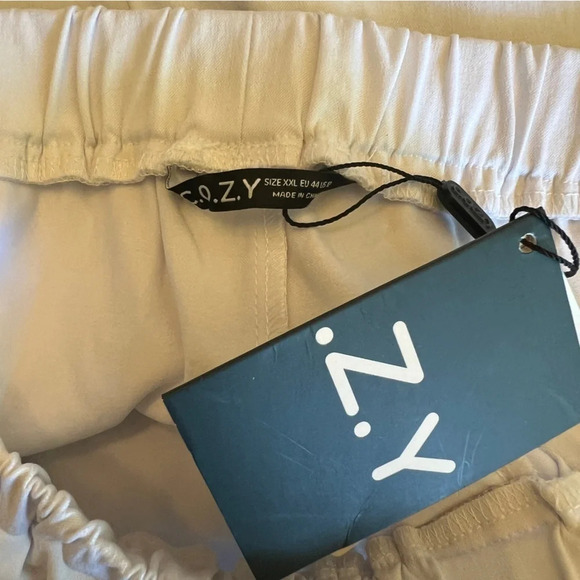 COZY White linen blend sustainable stretchy drawstring shorts Size XXL NWT - Picture 4 of 8